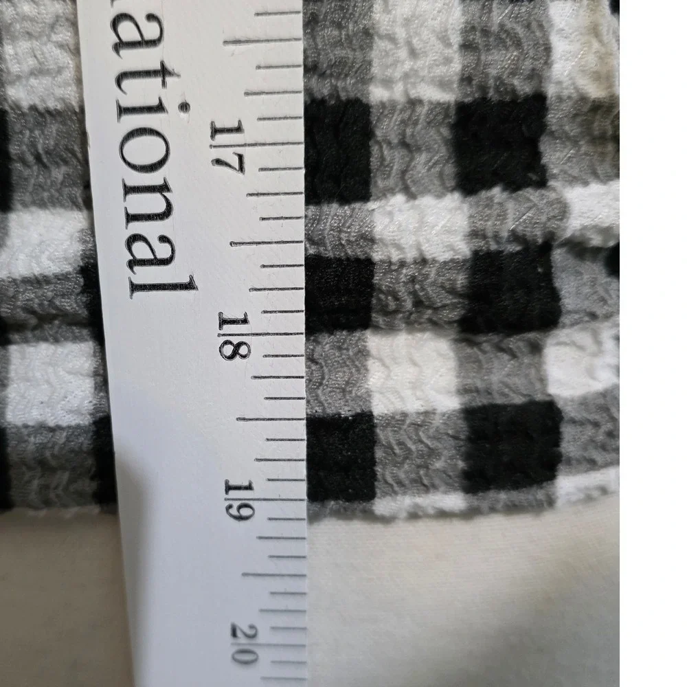 LOFT Top Women Black White Gingham Puff‎ Sleeve Seersucker Top Casual Everyday